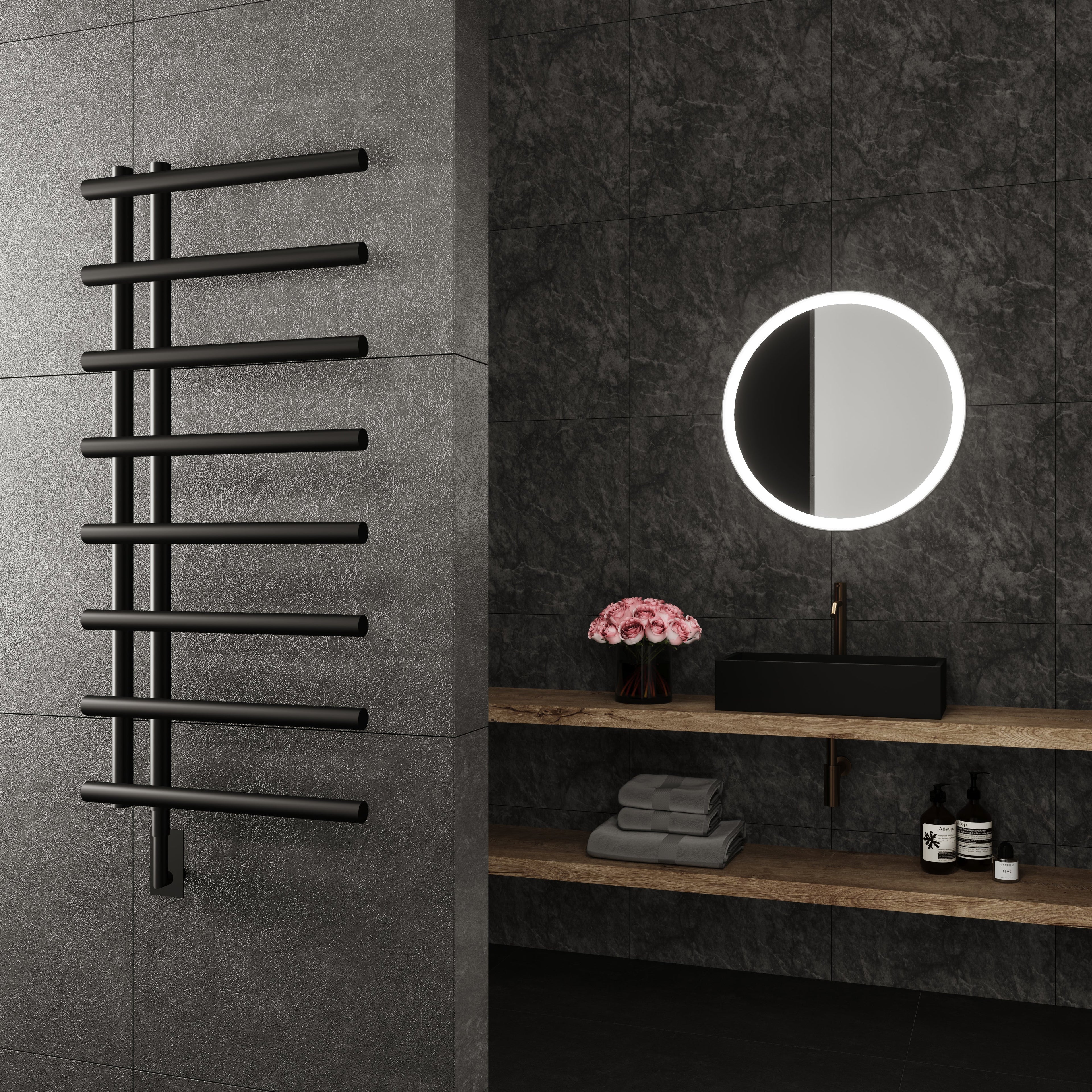 Paris Mirror Rhea Wall Mounted Electric Towel Warmer in Black - RHEABLK08