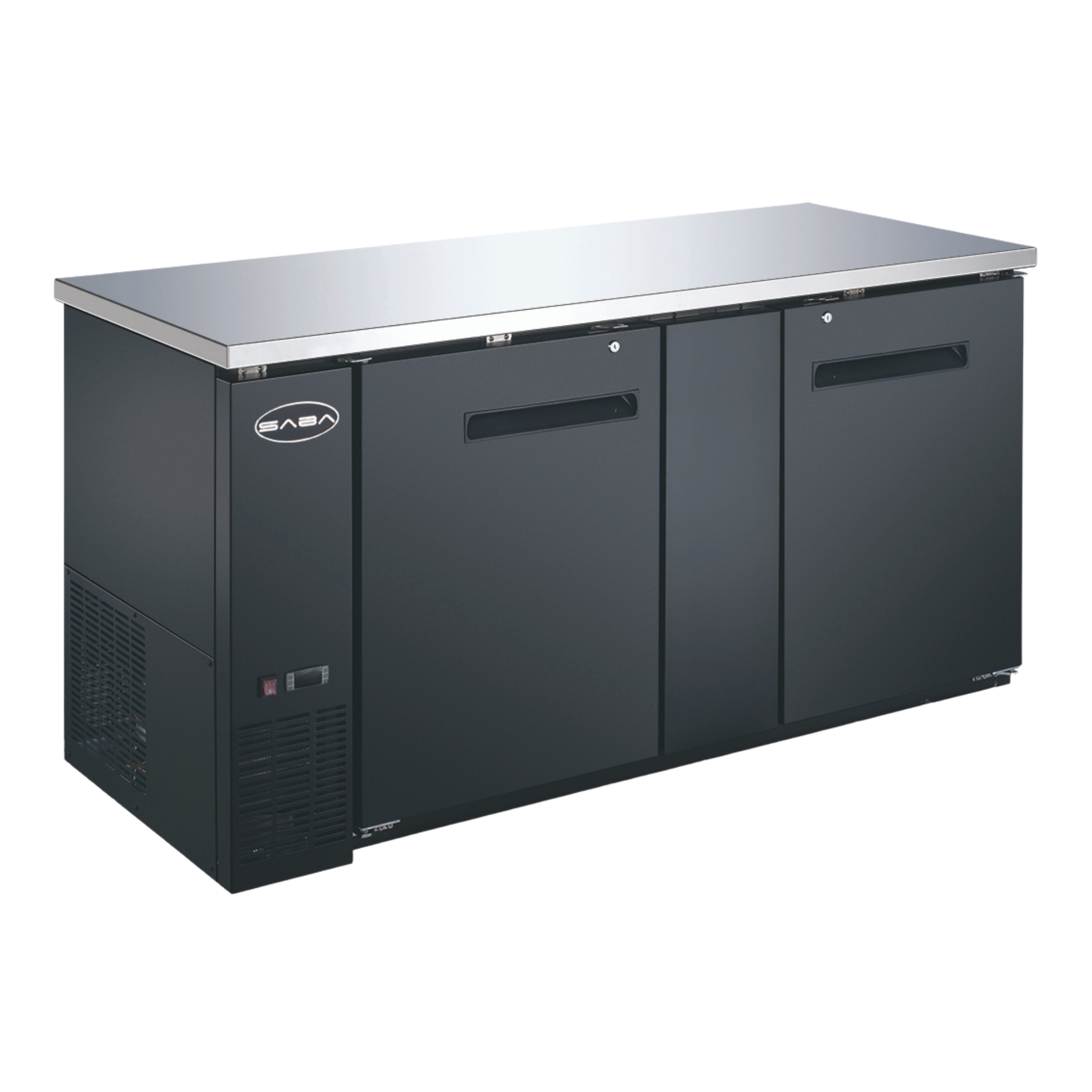 SABA  27" Depth 69" Two Door Commercial Back Bar Cooler (Black) - SBB-27-69B