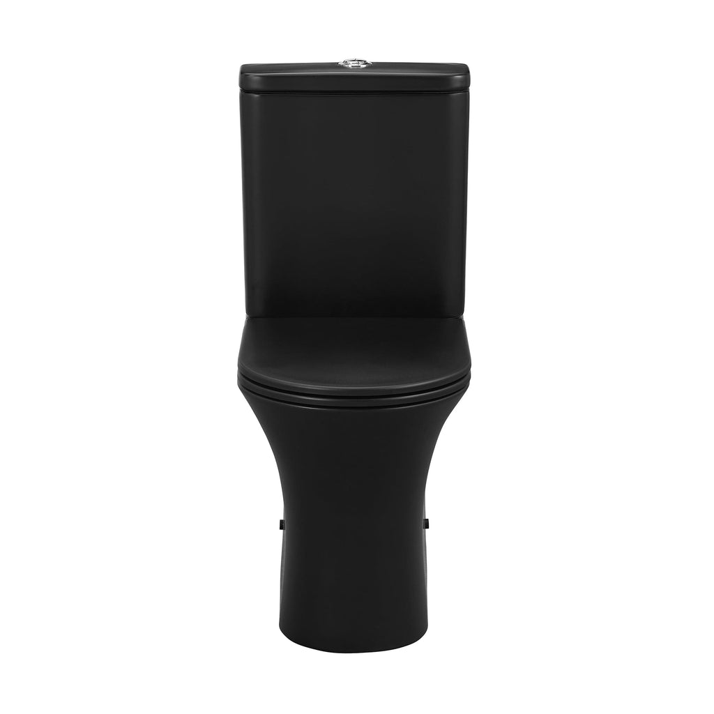 Swiss Madison Calice Two-Piece Elongated Rear Outlet Toilet Dual-Flush 0.8/1.28 gpf in Matte Black - SM-2T120MB - Backyard Provider