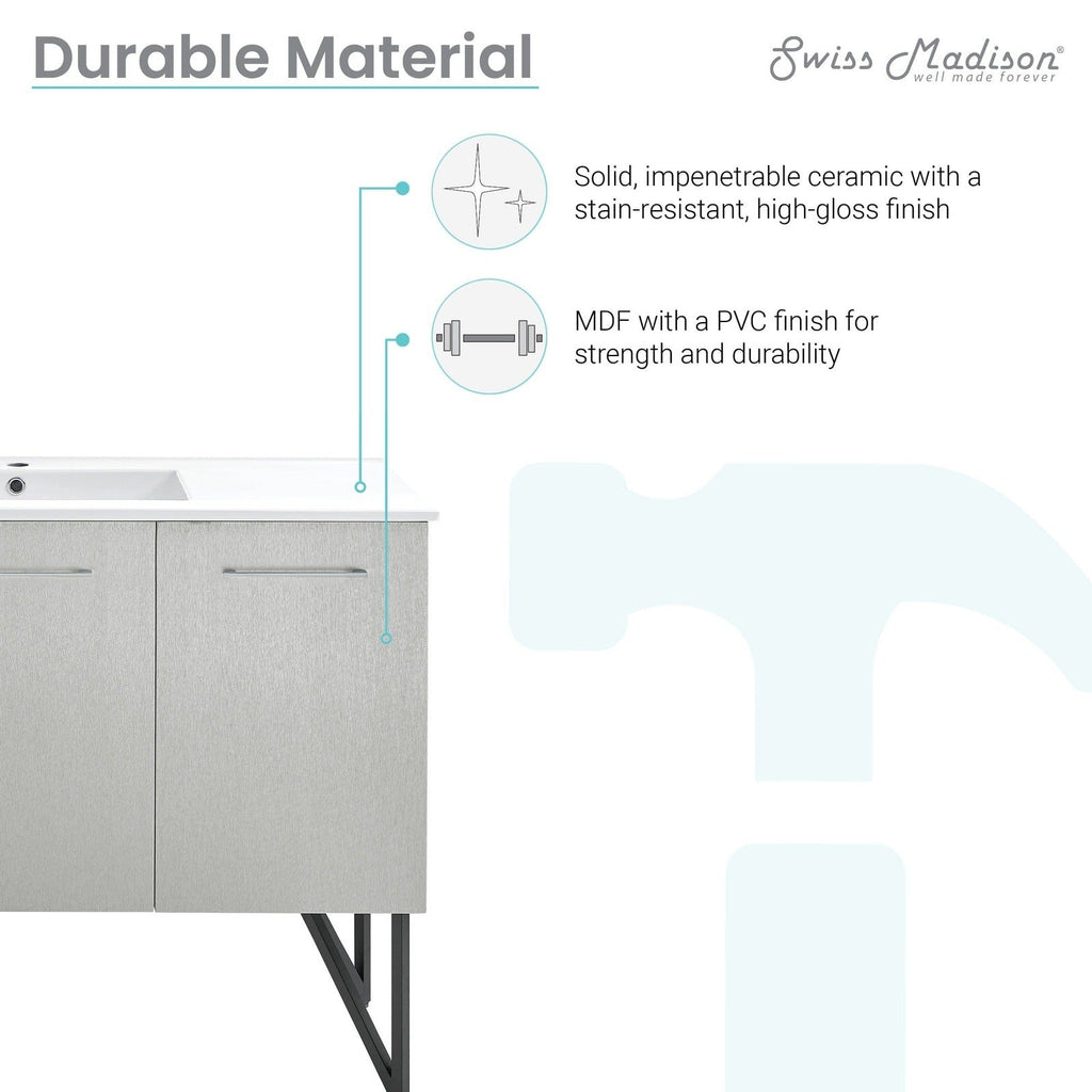 Swiss Madison Annecy 48" Bathroom Vanity in Brushed Grey - SM-BV234 - Backyard Provider