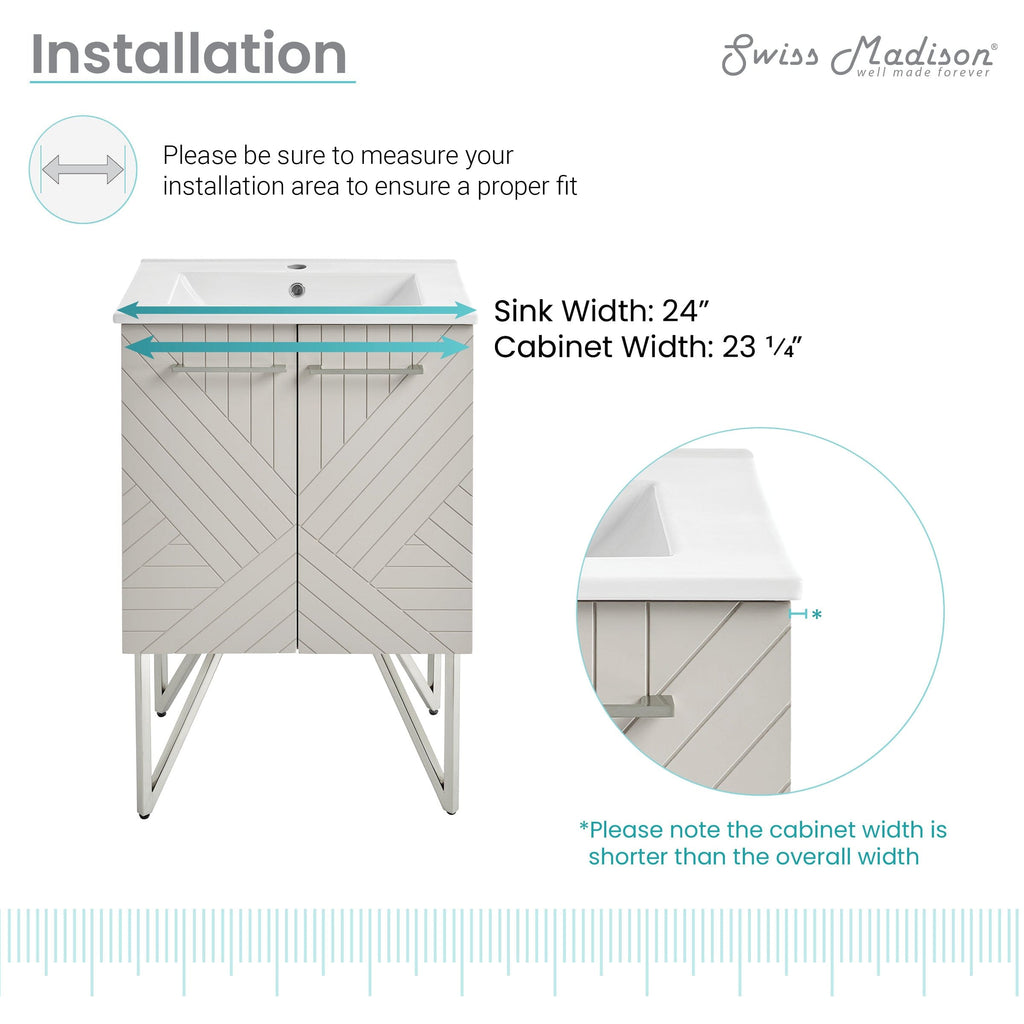 Swiss Madison Annecy 24" Bathroom Vanity in Mayhem Greige - SM-BV256EI - Backyard Provider