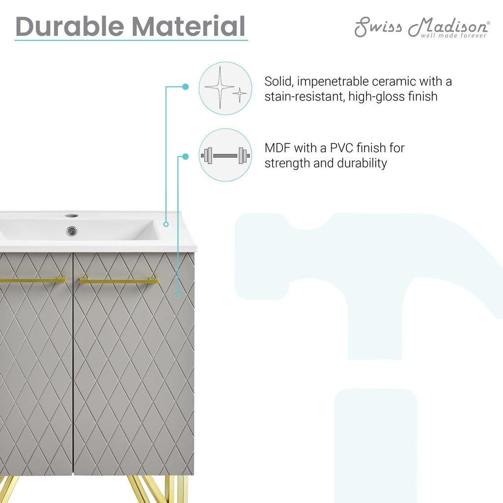 Swiss Madison Annecy 24" Bathroom Vanity in Diamond Grey - SM-BV257E - Backyard Provider