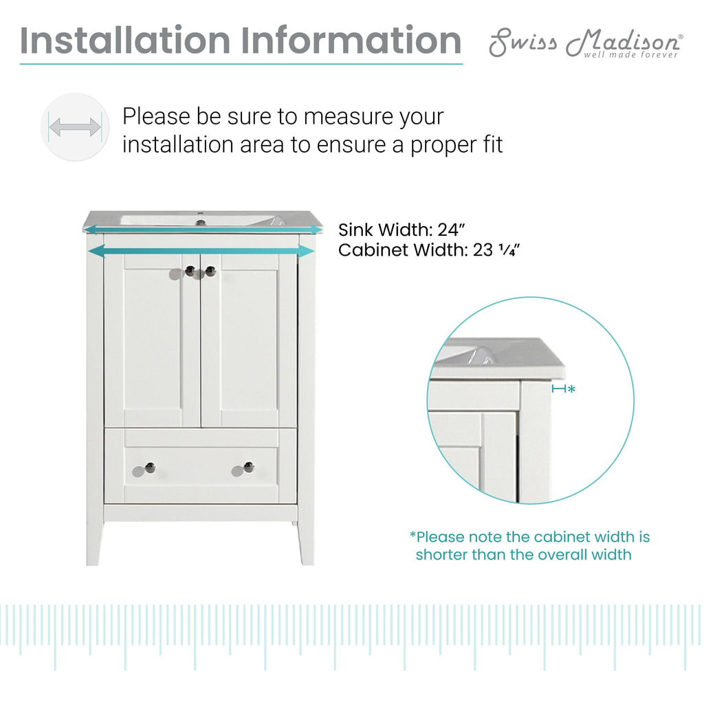 Swiss Madison Cannes 24" Bathroom Vanity in White - SM-BV412 - Backyard Provider