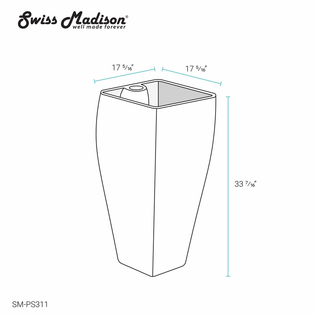 Swiss Madison Carré One-Piece Pedestal Sink - SM-PS311 - Backyard Provider