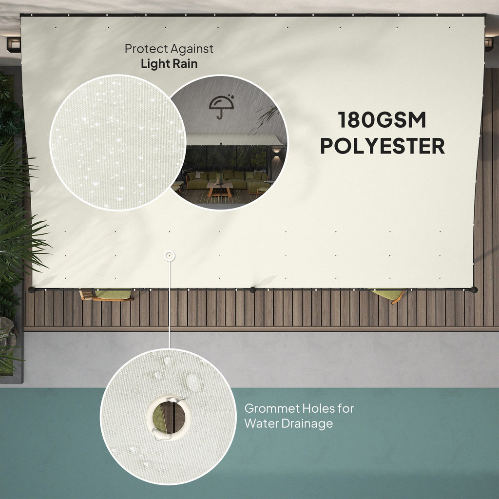 Outsunny 10' x 16' Wall-Mounted Metal Patio Canopy with Drainage Holes, Cream White - 84C-582V00CW