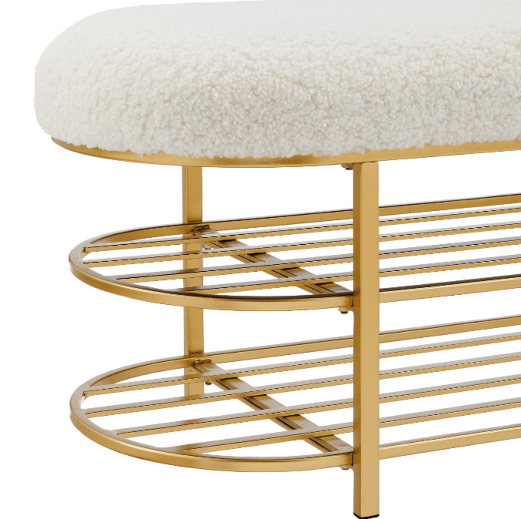 New Pacific Direct Frisly Shearling Fabric Bench w/ Shelf  - 1600083-560