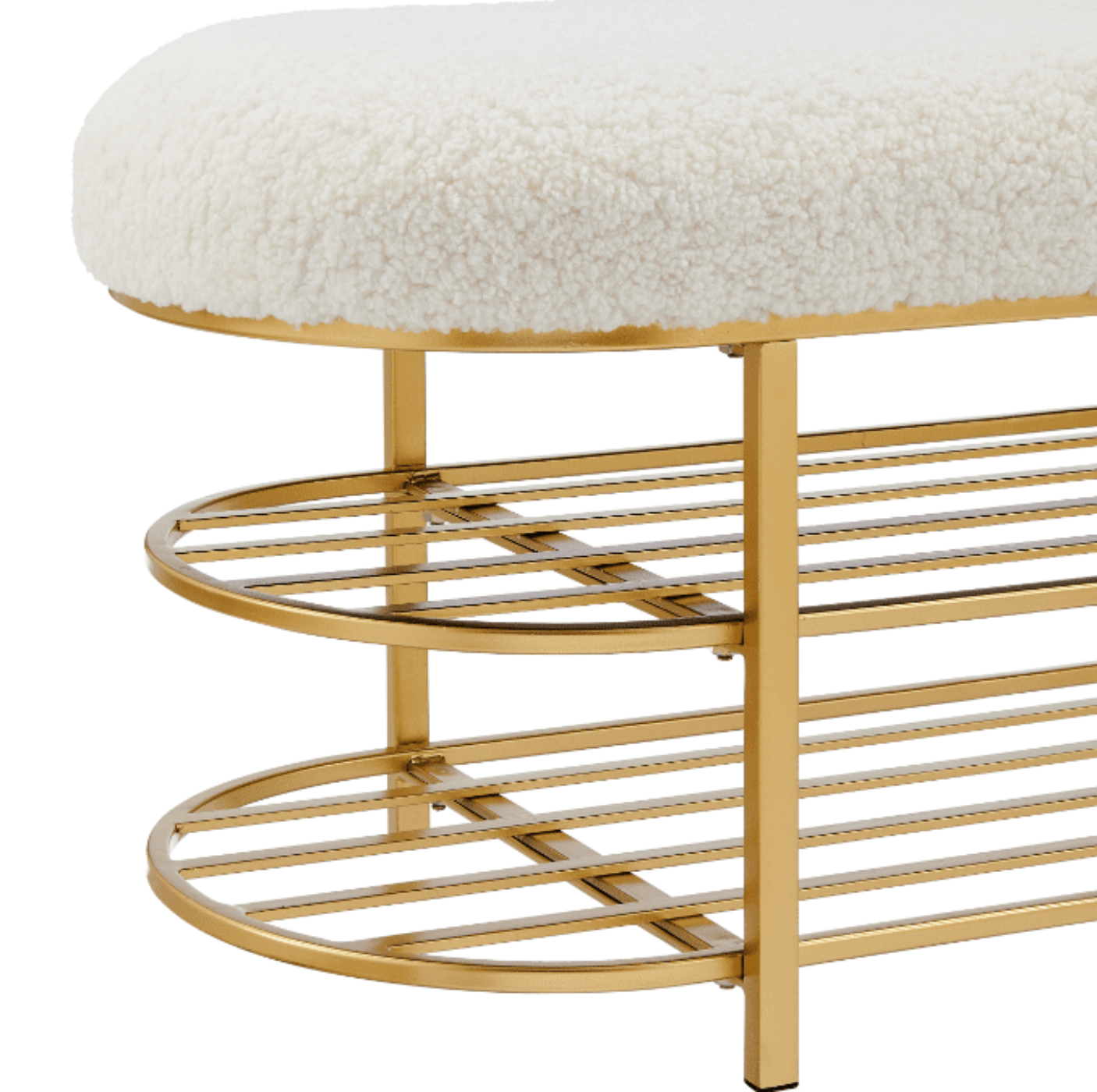 New Pacific Direct Frisly Shearling Fabric Bench w/ Shelf  - 1600083-560