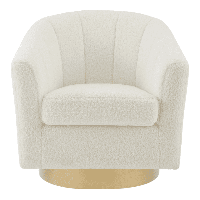 New Pacific Direct Natasha Faux Shearling Fabric w/ Gold Metal Swivel Accent Arm Chair  - 1900192-560