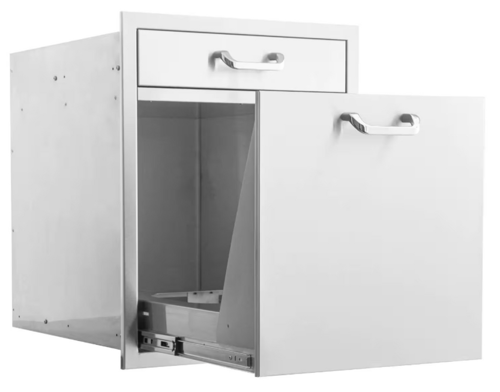 Pacific Coast Manufacturing 260 Series 20" Single Drawer & Roll-Out Trash/Recycling Bin Combo - BBQ-260-TR-DR1