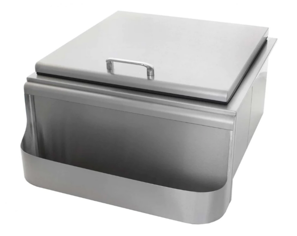 Pacific Coast Manufacturing 260 Series 18" Slide-In Ice Bin w/ Speed Rail & Condiment Holder - BBQ-260-18SI