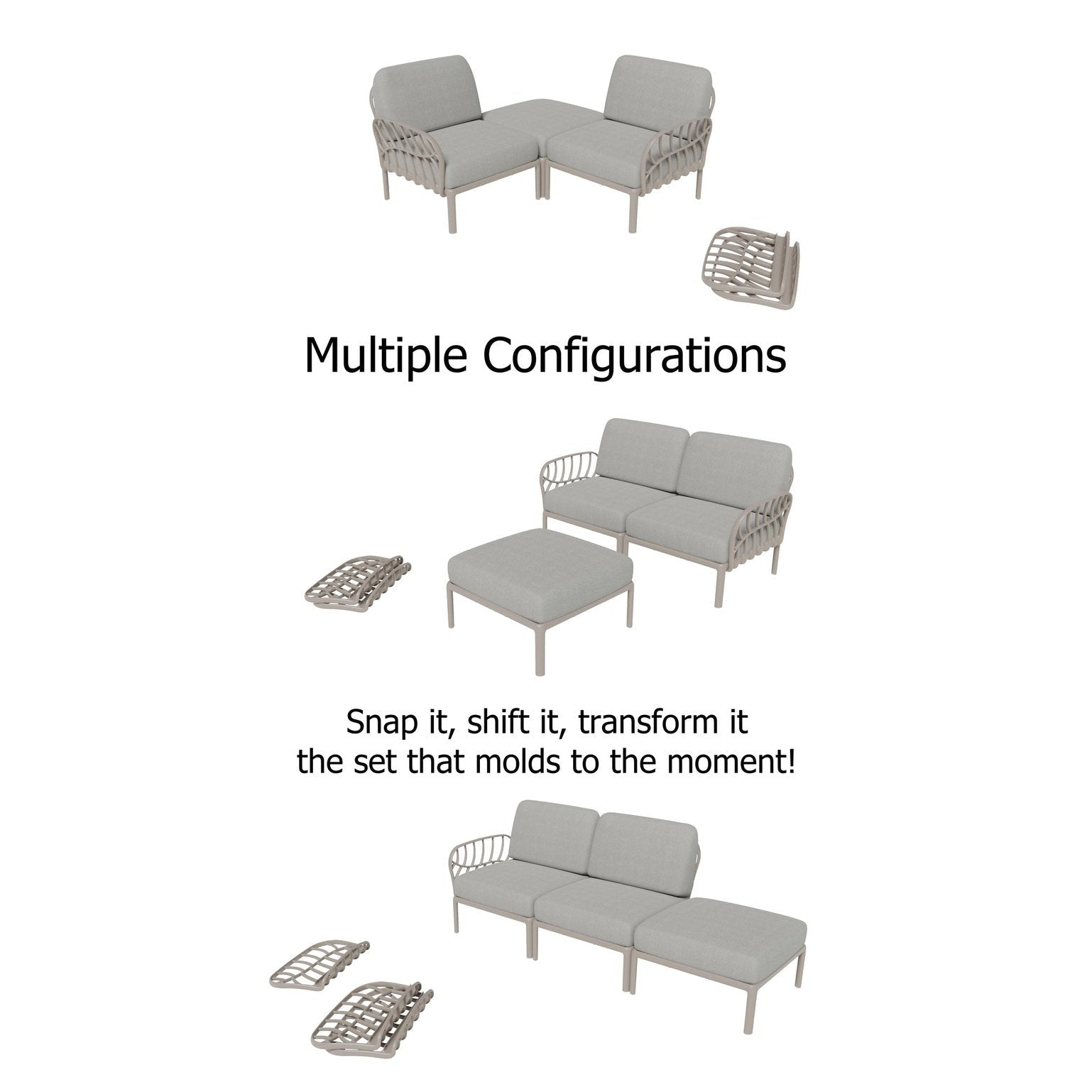 Strata Furniture Dahlia Patio Set Chairs and Ottoman -  ODACCOGG