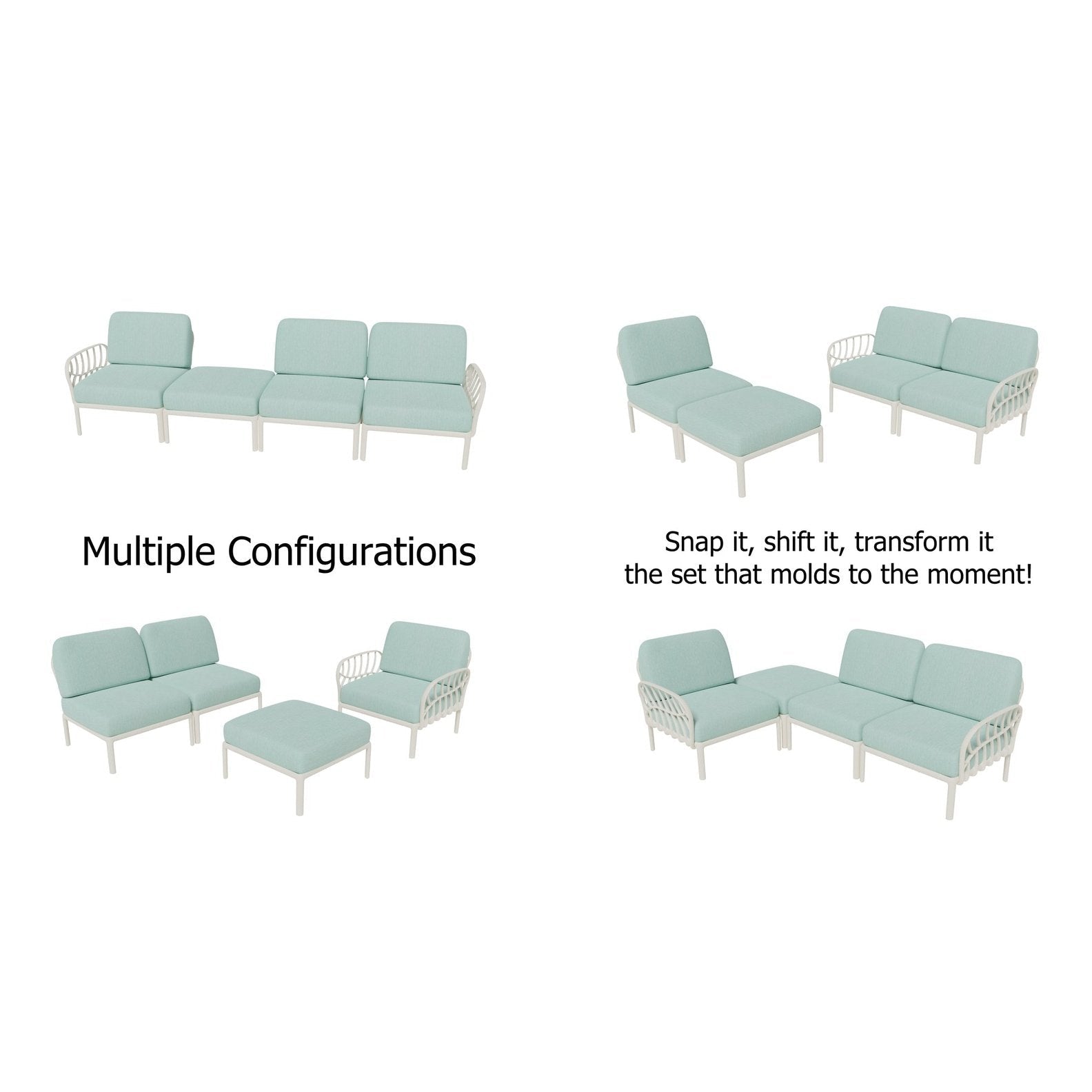 Strata Furniture Dahlia Patio Sofa Ottoman Set  - ODASOWM