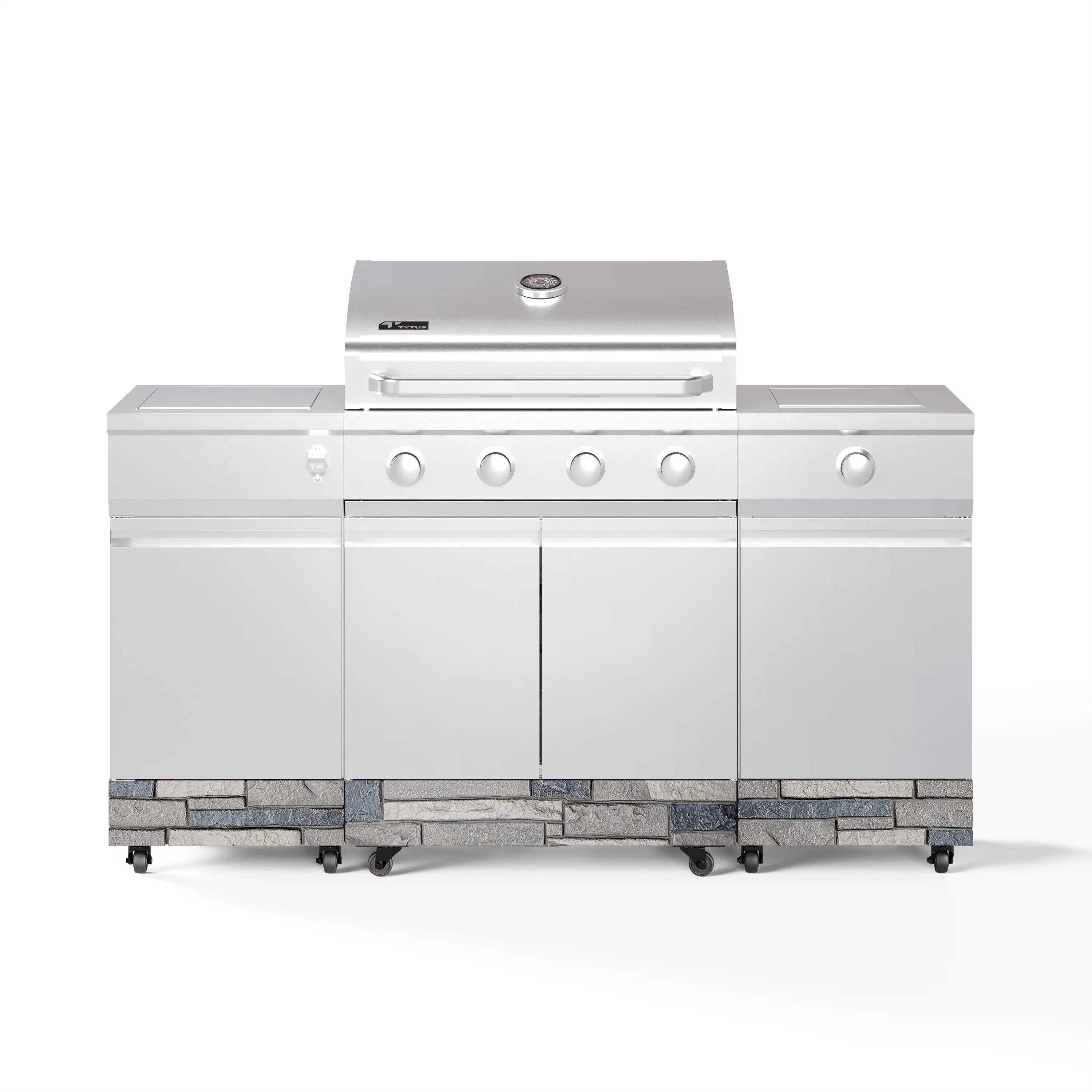 TYTUS Fresno 5-Burner LP/NG Convertible Grill in Stainless Steel + Shadow Stone - TDT-021-0702