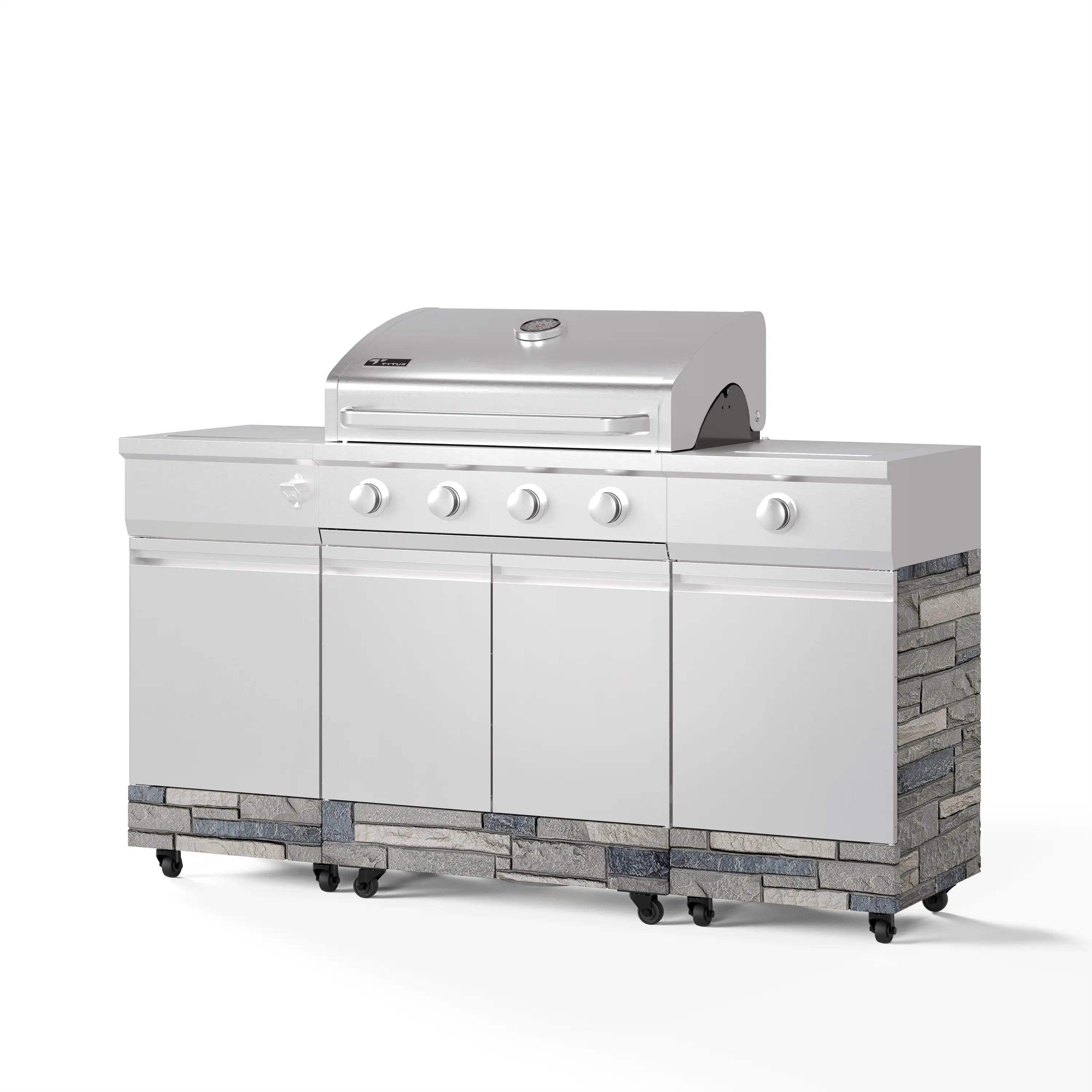 TYTUS Fresno 5-Burner LP/NG Convertible Grill in Stainless Steel + Shadow Stone - TDT-021-0702