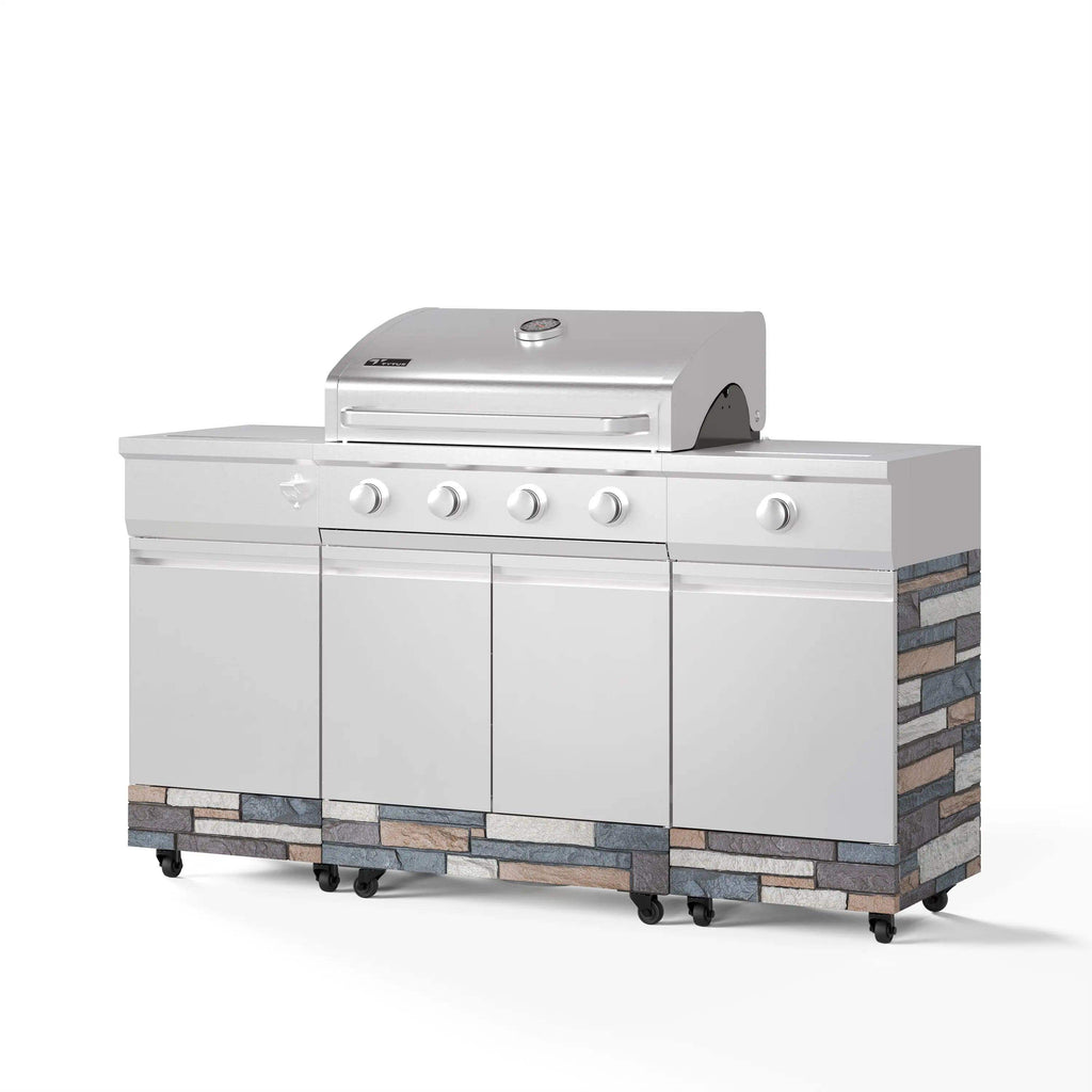 TYTUS Fresno 5-Burner LP/NG Convertible Grill in Stainless Steel + Ash Stone - TDT-021-0704