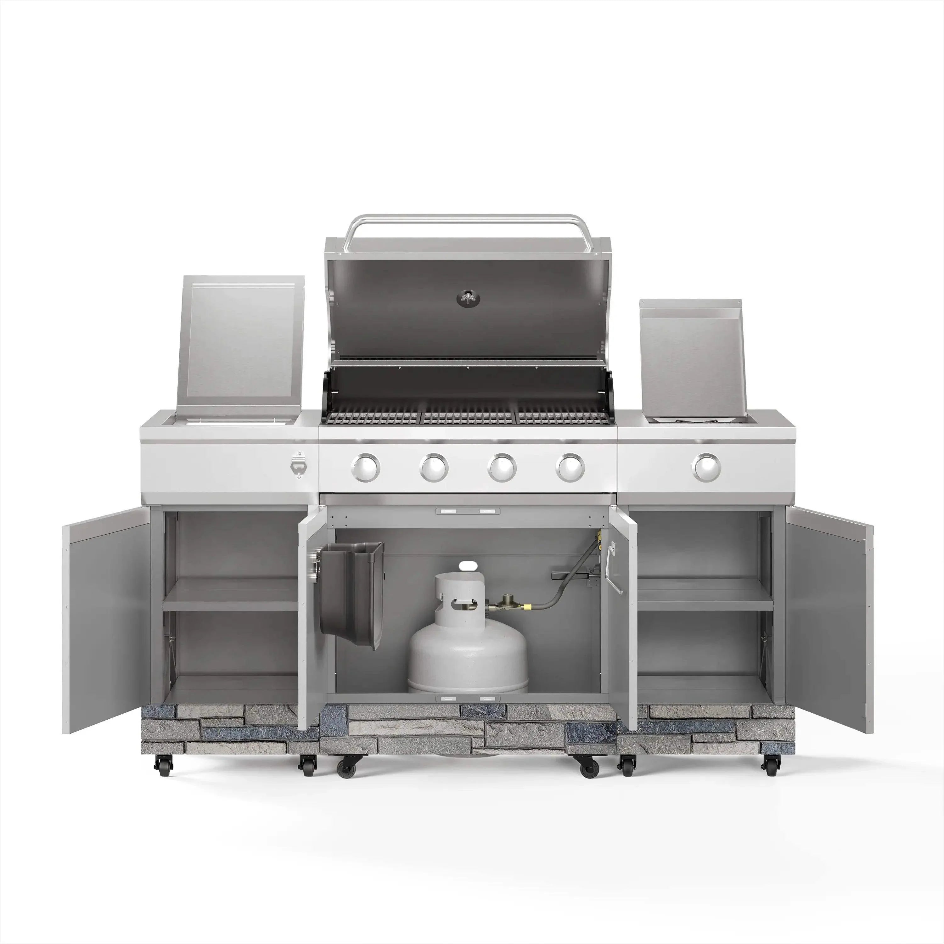 TYTUS Fresno 5-Burner LP/NG Convertible Grill in Stainless Steel + Shadow Stone - TDT-021-0702