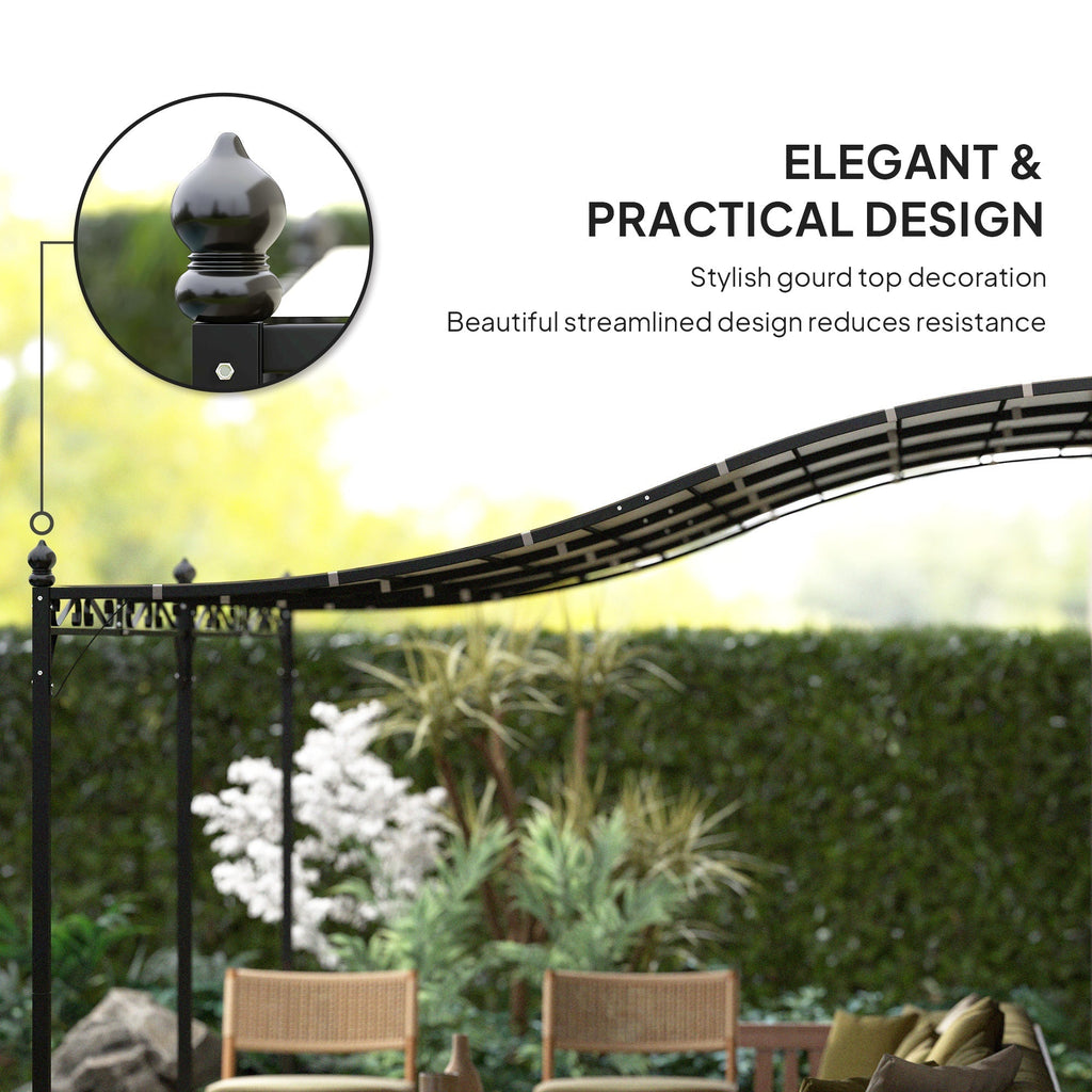 Outsunny 10' x 20' Wall-Mounted Metal Pergola Canopy with Drainage Holes in Cream White - 84C-582V01CW