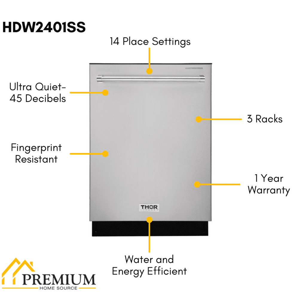 Thor Kitchen Appliance Package - 30 In. Gas Range, Range Hood, Microwave Drawer, Refrigerator, Dishwasher, AP-TRG3001-W-5