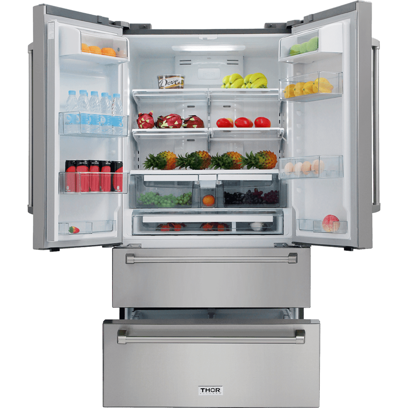 Thor Kitchen Appliance Package - 48 in. Gas Range, Range Hood, Refrigerator, Dishwasher, Wine Cooler, Microwave - AP-LRG4807U-8