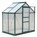 Outsunny 6' x 4' Polycarbonate Greenhouse with Rain Gutter and Roof Vent for Outdoor Garden, Dark Green - 845-057