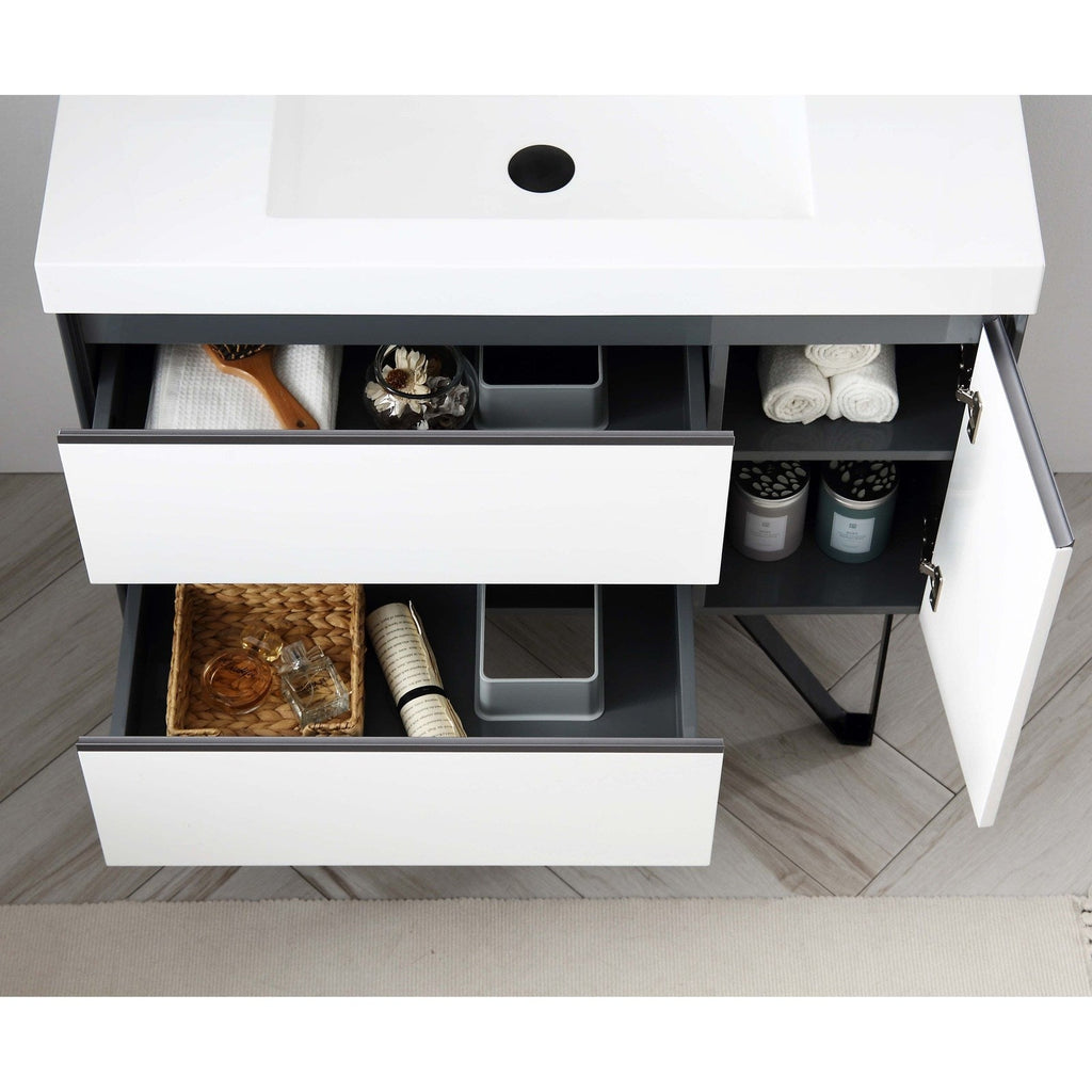 Blossom Berlin – 36 Inch Vanity – Glossy White & Glossy Grey - V8019 36 01