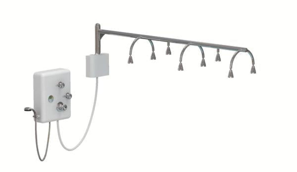 Touch America Stationary Neptune Wet Table and 8-Head Vichy Shower Deluxe Package - 82030+22003-0100