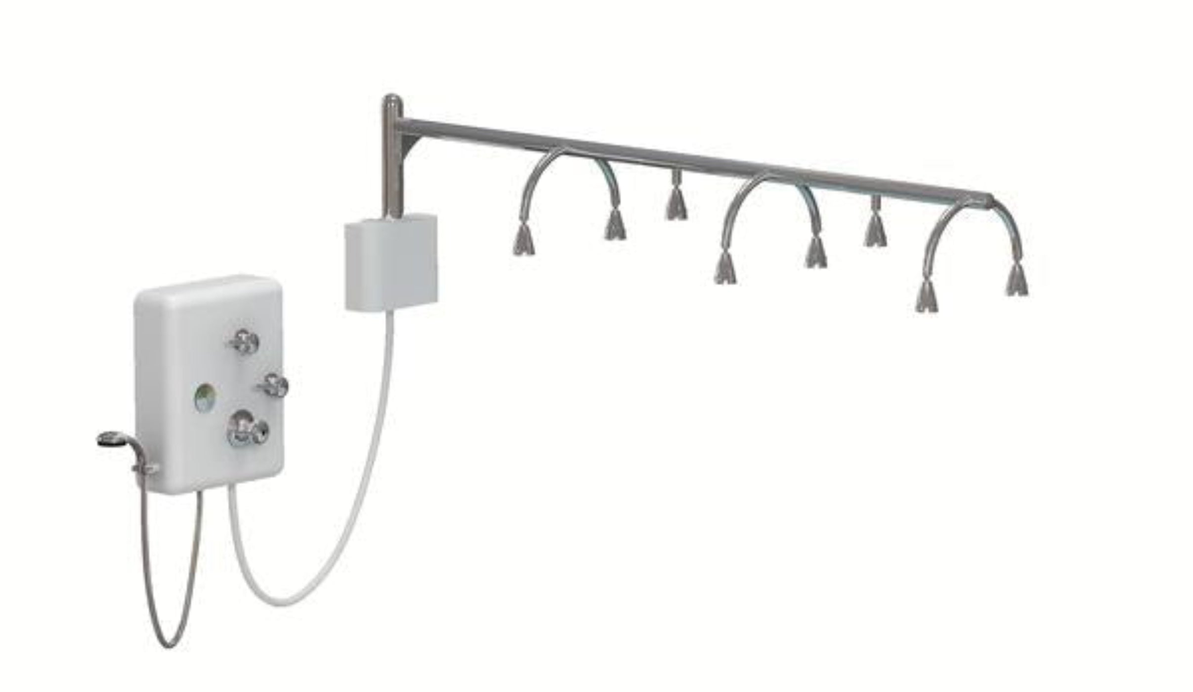 Touch America Stationary Neptune Wet Table and 8-Head Vichy Shower Deluxe Package - 82030+22003-0100