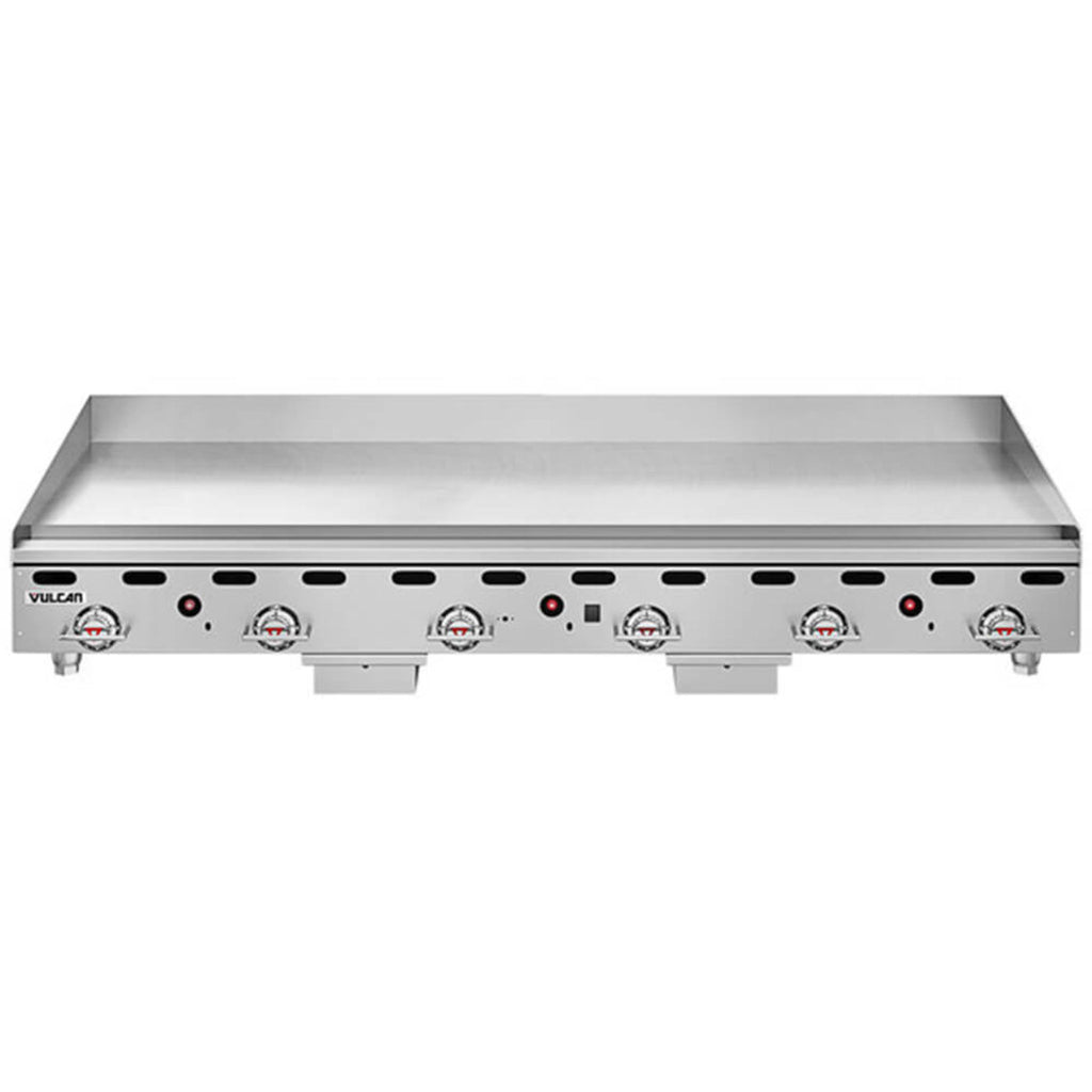 Vulcan MSA72-102 72" Countertop Liquid Propane Gas Griddle with Snap-Action Thermostatic Controls - 162,000 BTU - MSA72-102