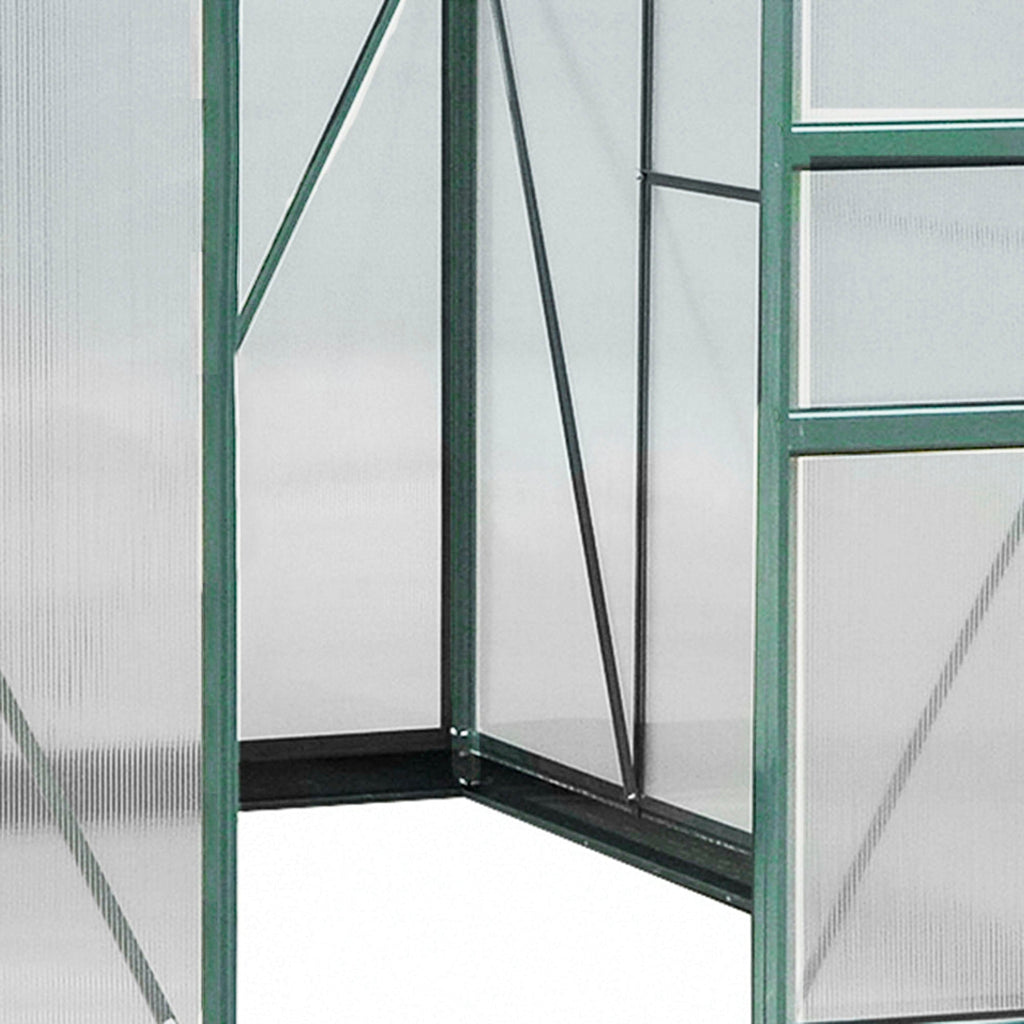 Outsunny BloomGreen 6' x 8' Greenhouse with Rain Gutter and Roof Vent Dark Green - 845-059