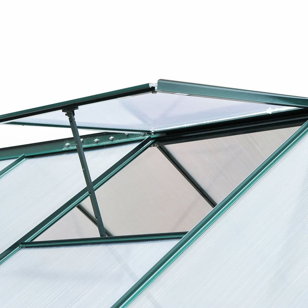 Outsunny BloomGreen 6' x 8' Greenhouse with Rain Gutter and Roof Vent Dark Green - 845-059