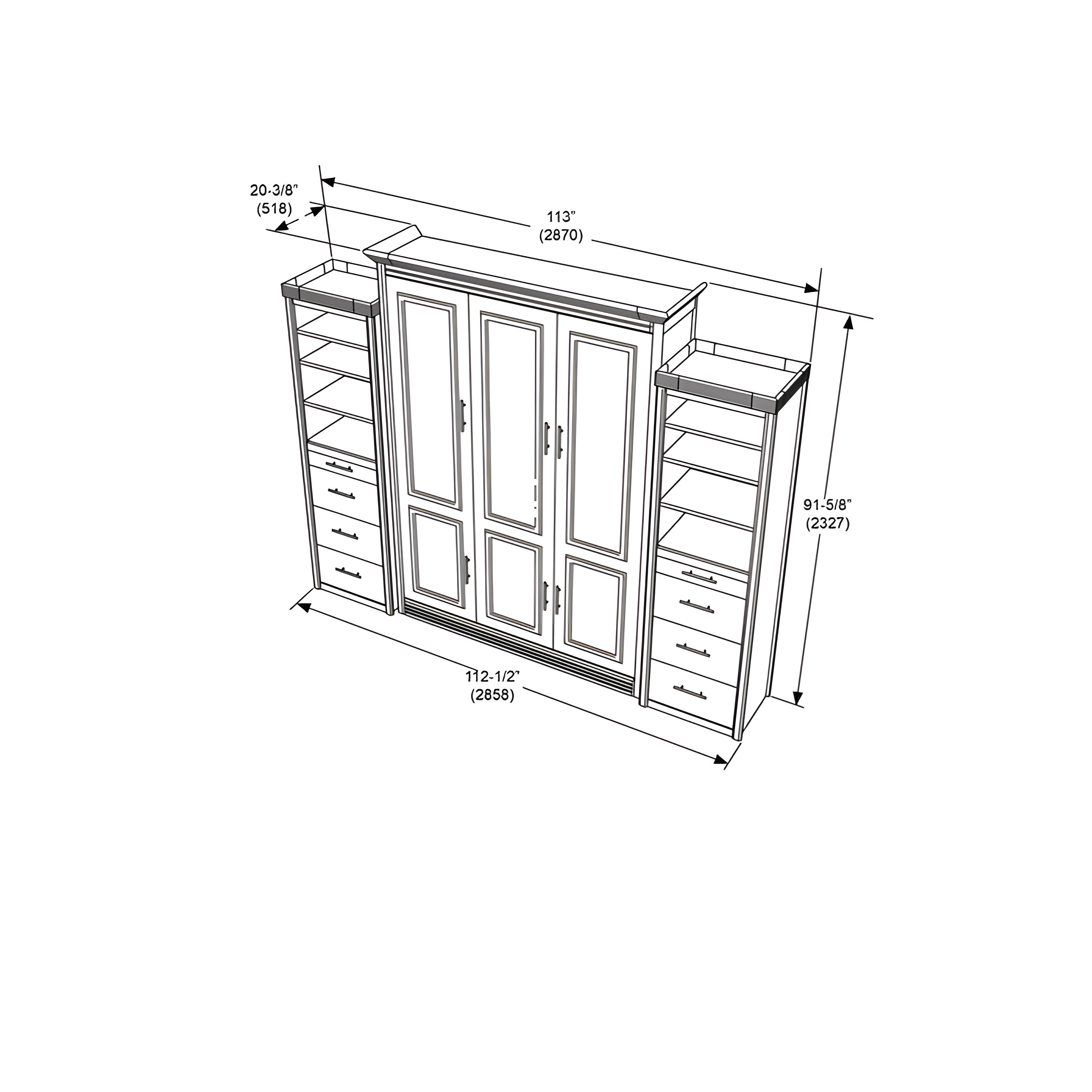Queen Murphy Bed w/ Storage Cabinets, Walnut, by Leto Muro