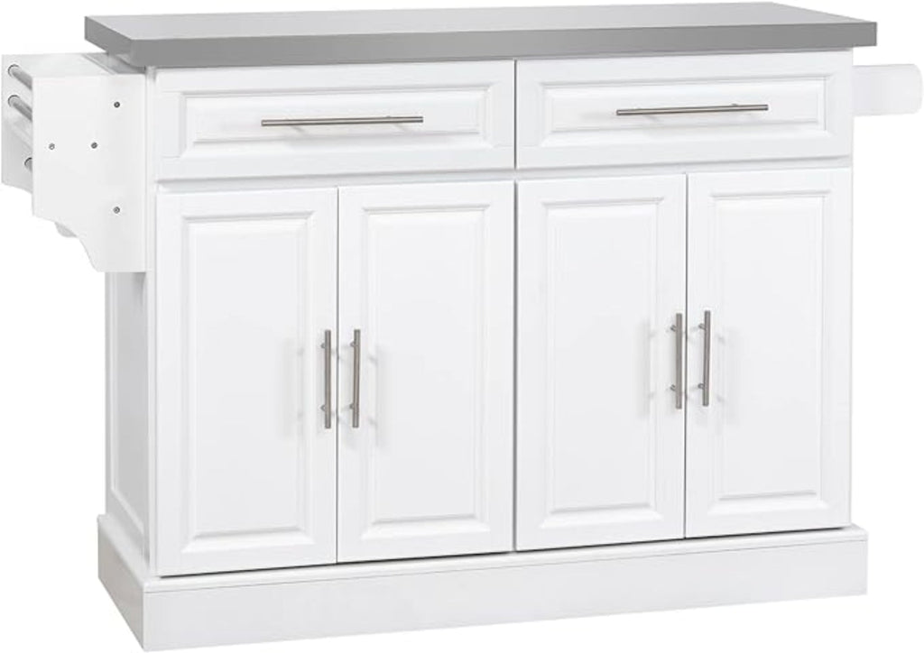 HomCom Rolling Kitchen Island with Storage, Portable Kitchen Cart with Stainless Steel Top - B071YMR7FJ-1