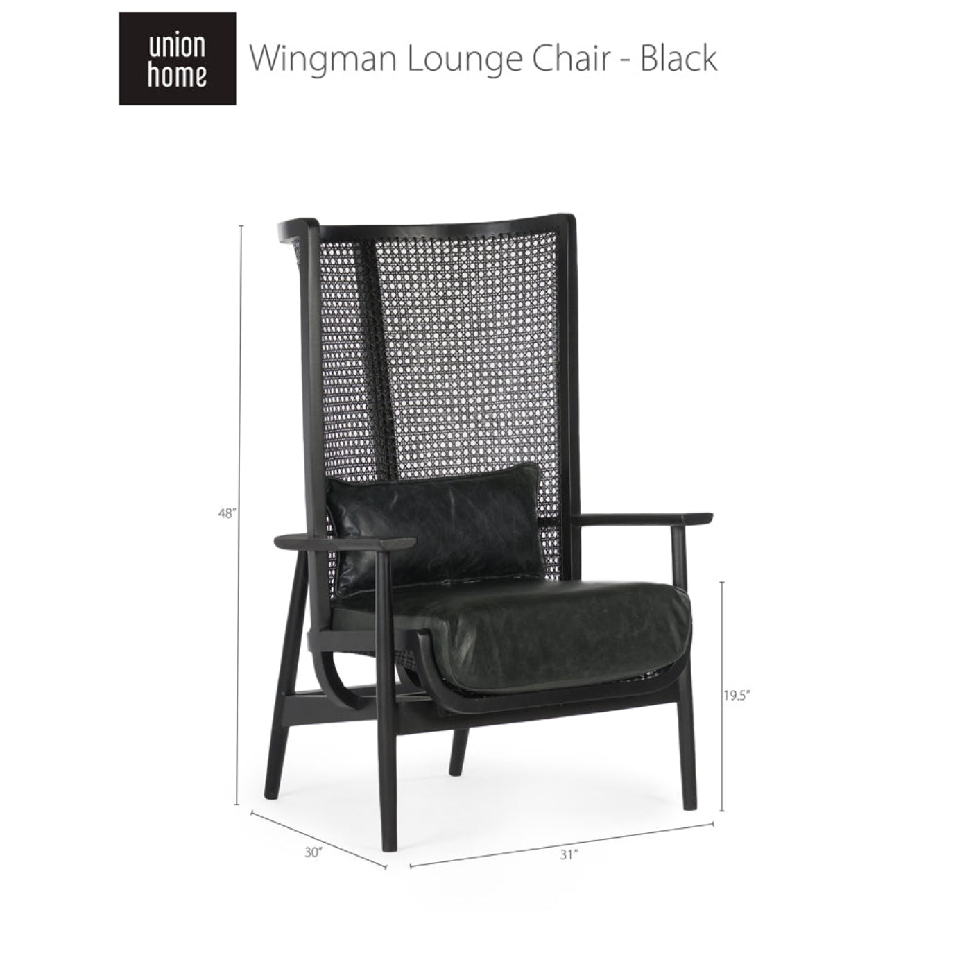 Union Home Wingman Lounge Chair - Black -  LVR00206