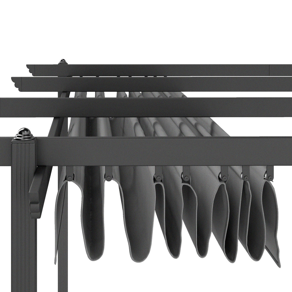 Outsunny 13' x 13' Aluminum Retractable Pergola Canopy, for Garden Patio Backyard Deck, Gray - 84C-567V00GY