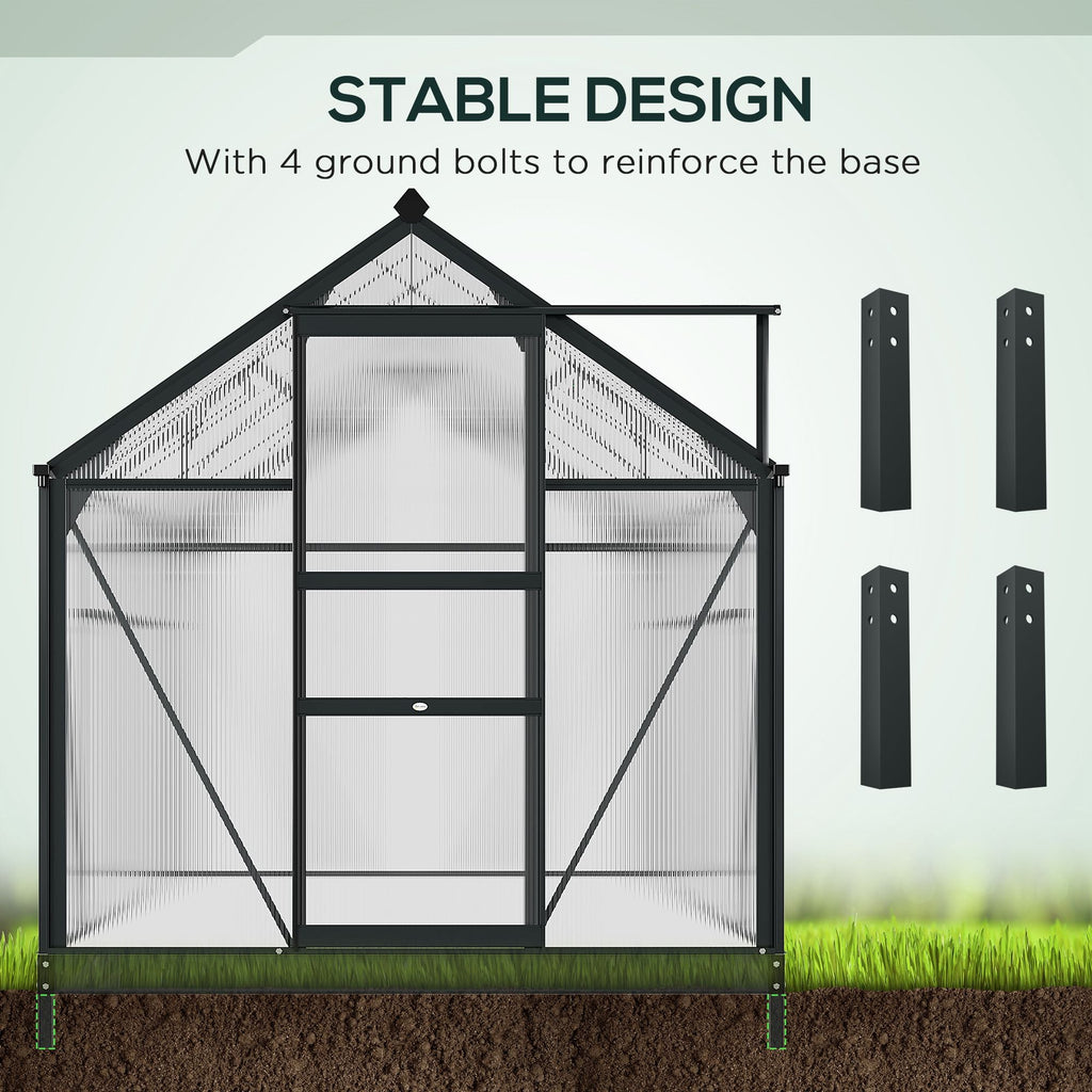 Outsunny BloomGreen 6' x 10' Greenhouse with Rain Gutter and Roof Vent Gray - 845-059V01GY