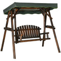 Outsunny 2-Person Outdoor Hanging Swing Chair with Adjustable Canopy and Side Trays - 84A-216
