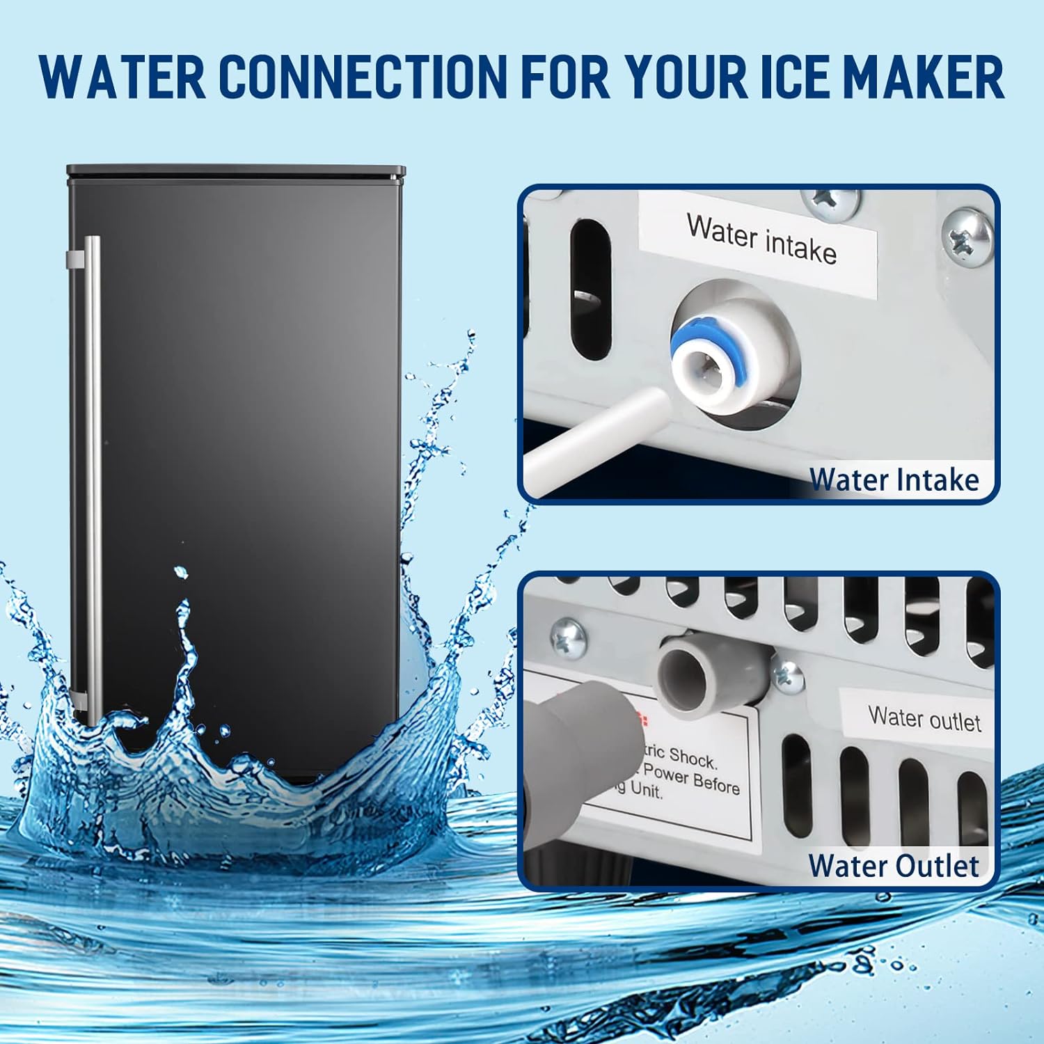 Antarctic Star Ice Maker Ice Scoop Handle Water Inlet Pipe Draining Pipe Quick Connector - Z5836F-black