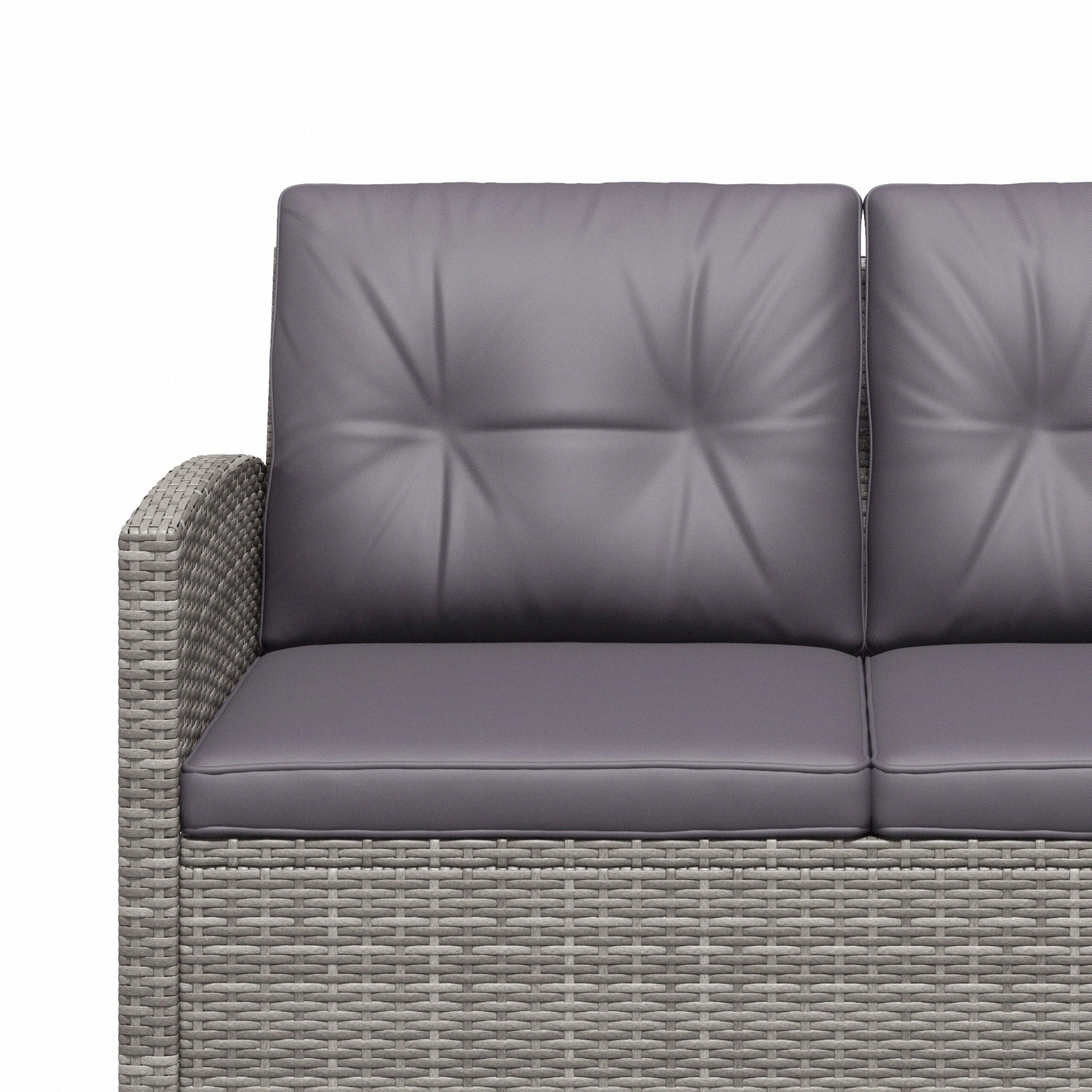 Outsunny 4-Piece PE Wicker Patio Set with Two-tier Coffee Table & Cushions, Charcoal - 860-117V01TN