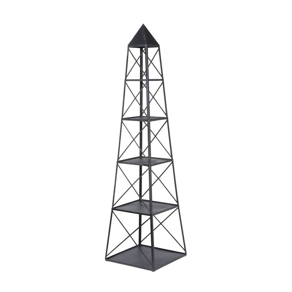 Park Hill Collection Stackable Antique Black Obelisk - Versatile Iron Display Shelf with Unique Tiers for Stylish Storage - EGG30253
