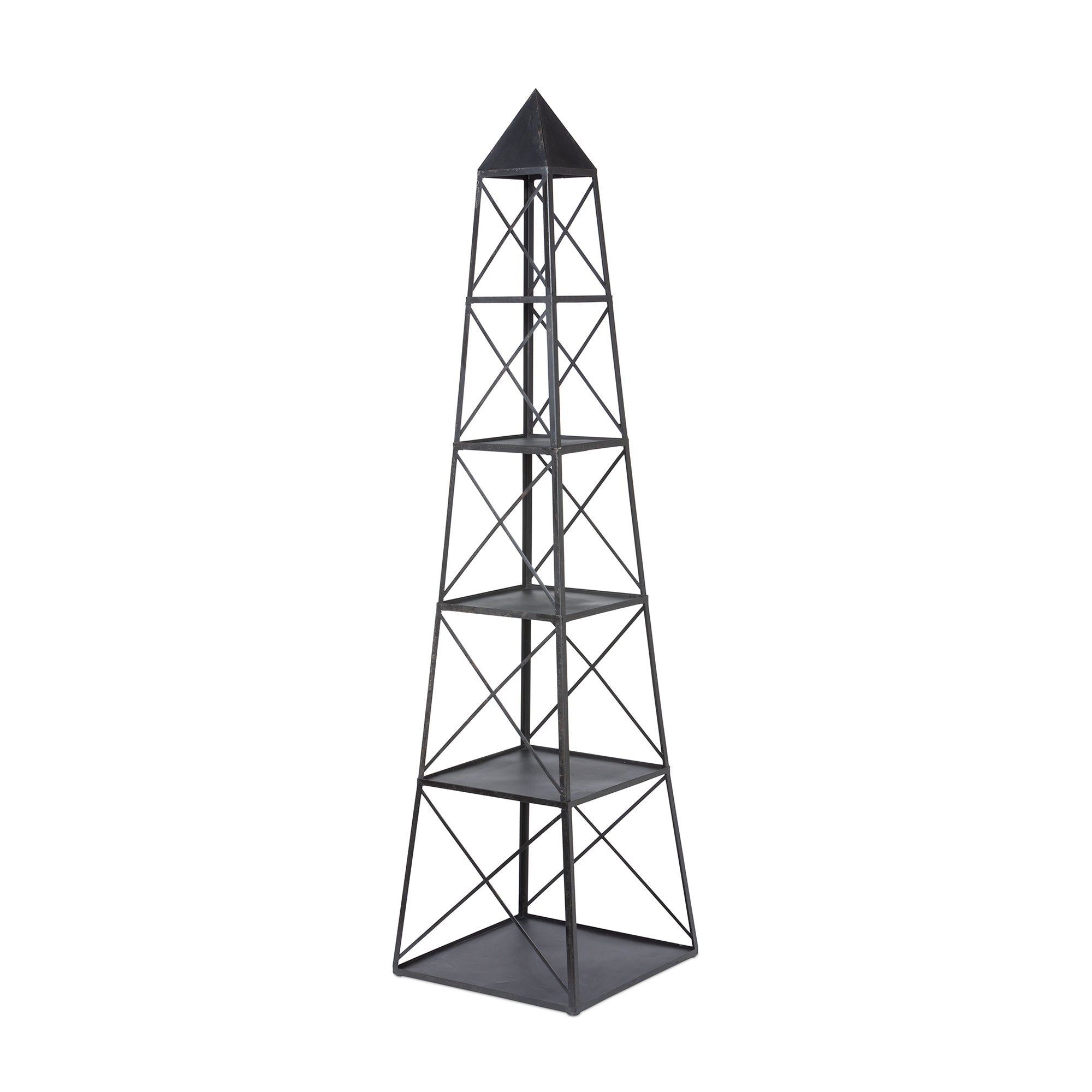 Park Hill Collection Stackable Antique Black Obelisk - Versatile Iron Display Shelf with Unique Tiers for Stylish Storage - EGG30253