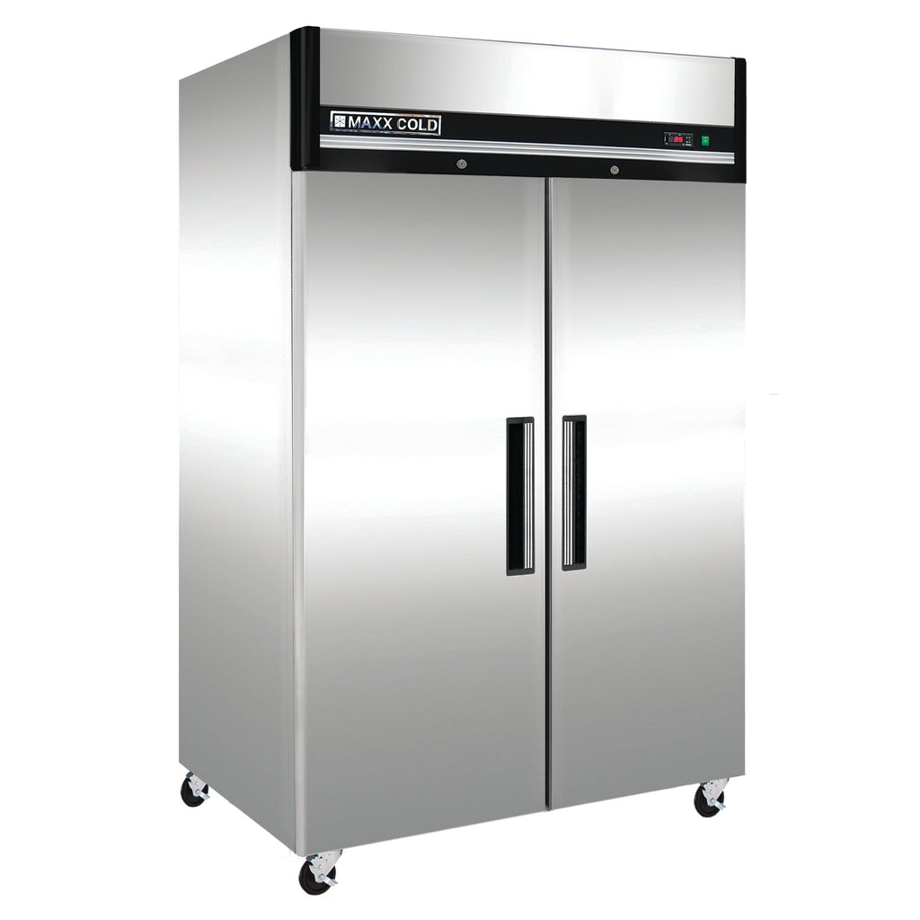 Maxx Cold Double Door Reach-In Refrigerator, Top Mount, 54"W, 49 cu. ft. Storage Capacity, Energy Star Rated, in Stainless Steel - MCRT-49FDHC