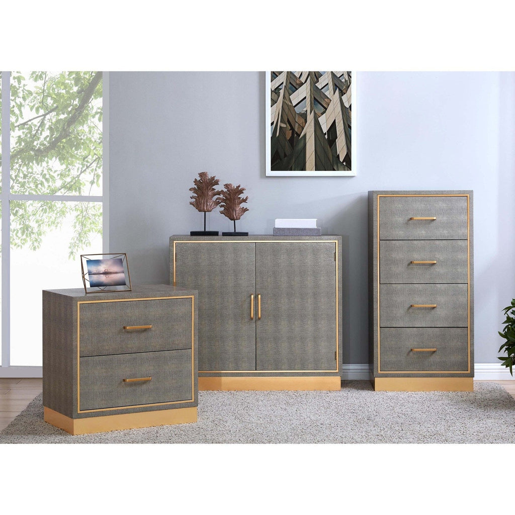 New Pacific Direct Edinburgh 2-Drawer Faux Shagreen End table -  1600049