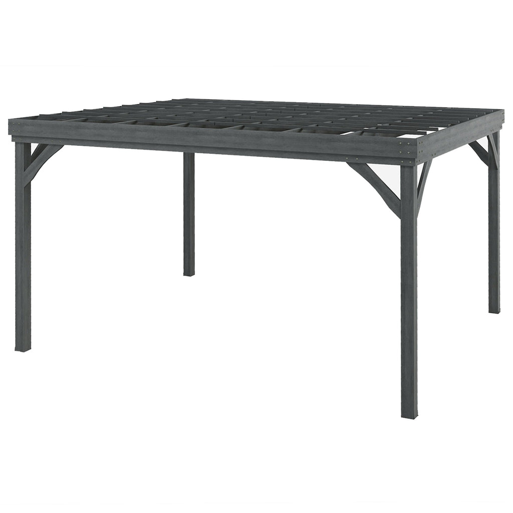 Outsunny 10' x 12' Wooden Pergola, Grape Vine Gazebo, Concrete Anchors, Garden, Patio, Backyard, Deck, Gray - 84C-416V00GY