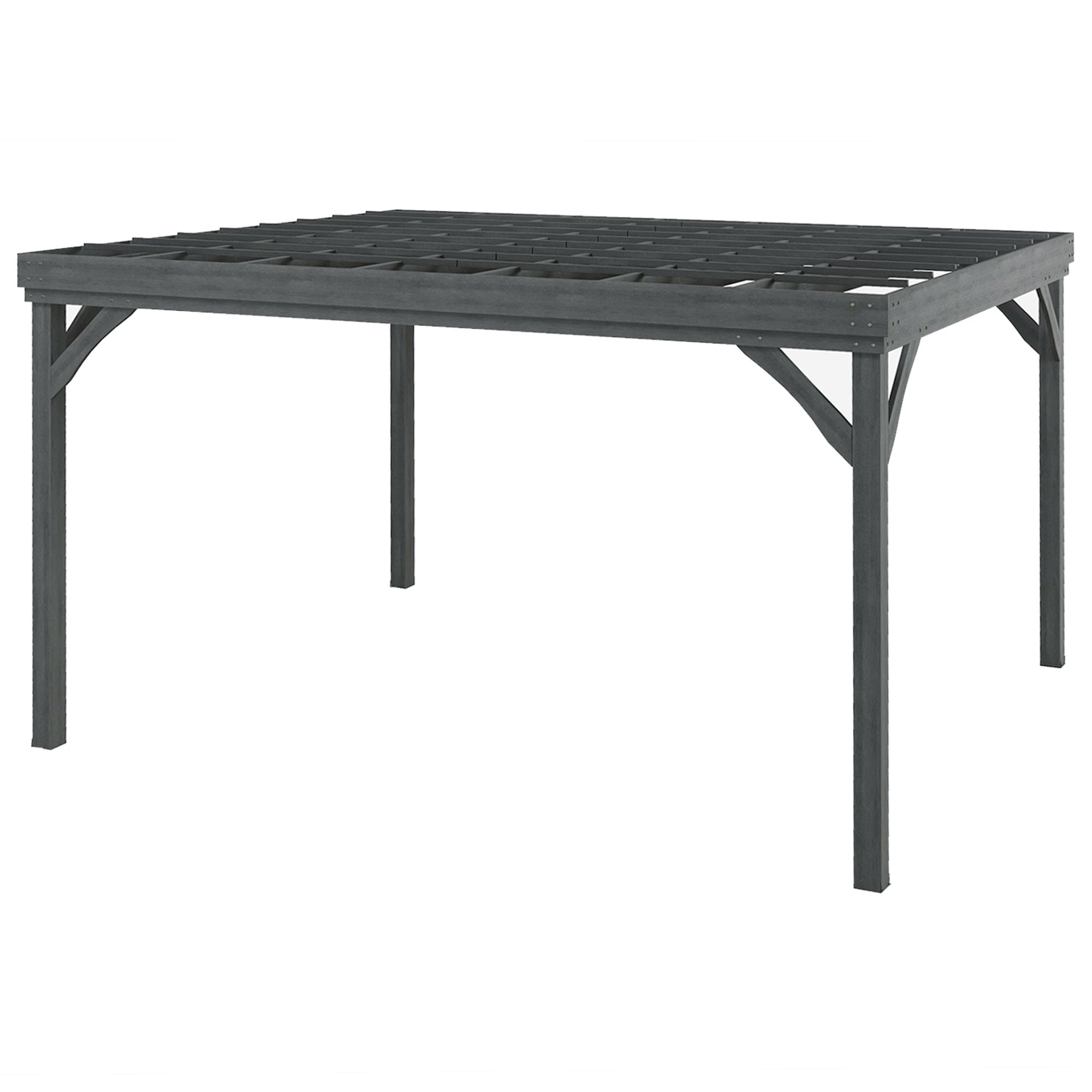 Outsunny 10' x 12' Wooden Pergola, Grape Vine Gazebo, Concrete Anchors, Garden, Patio, Backyard, Deck, Gray - 84C-416V00GY