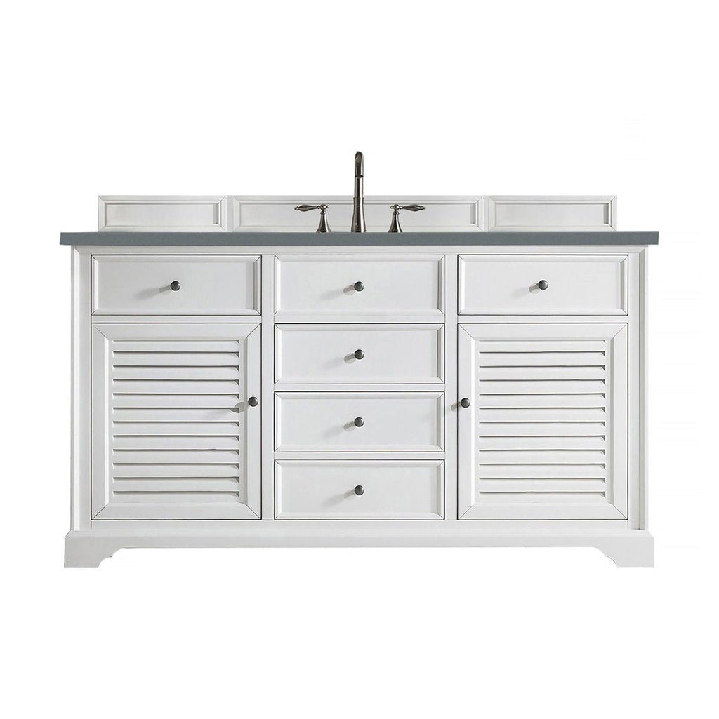 James Martin Vanities Savannah 60" Bright White Single Vanity - 238-104-V60S-BW-3AF