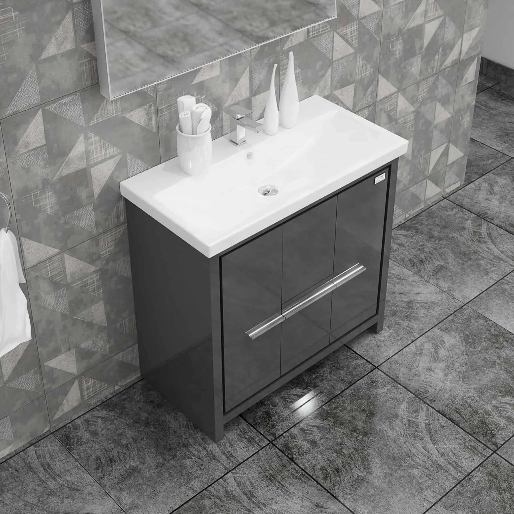 Casa Mare Alessio 32" Bathroom Vanity and Ceramic Sink Combo with LED Mirror - Alessio80GG-32