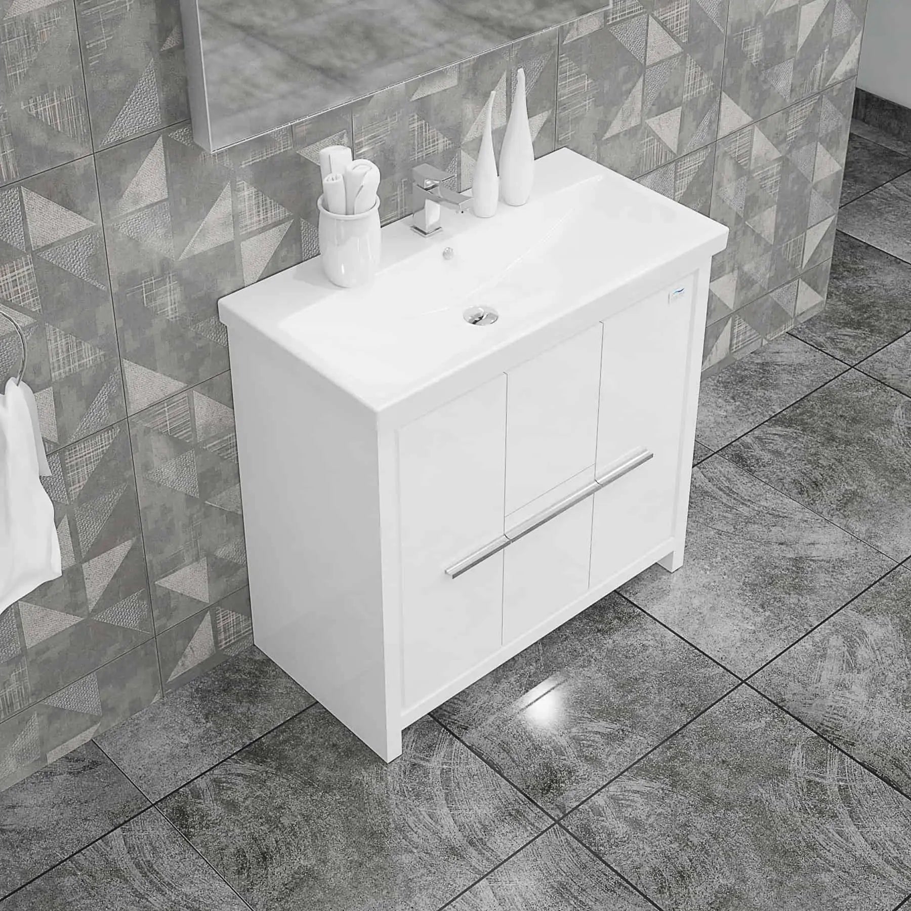 Casa Mare Alessio 32" Bathroom Vanity and Ceramic Sink Combo with LED Mirror - Alessio80GG-32