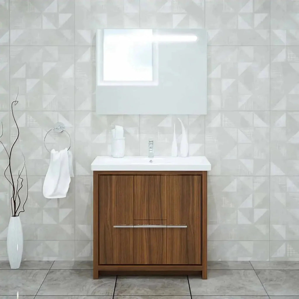 Casa Mare Alessio 36" Bathroom Vanity and Ceramic Sink Combo with LED Mirror - Alessio90GG-36