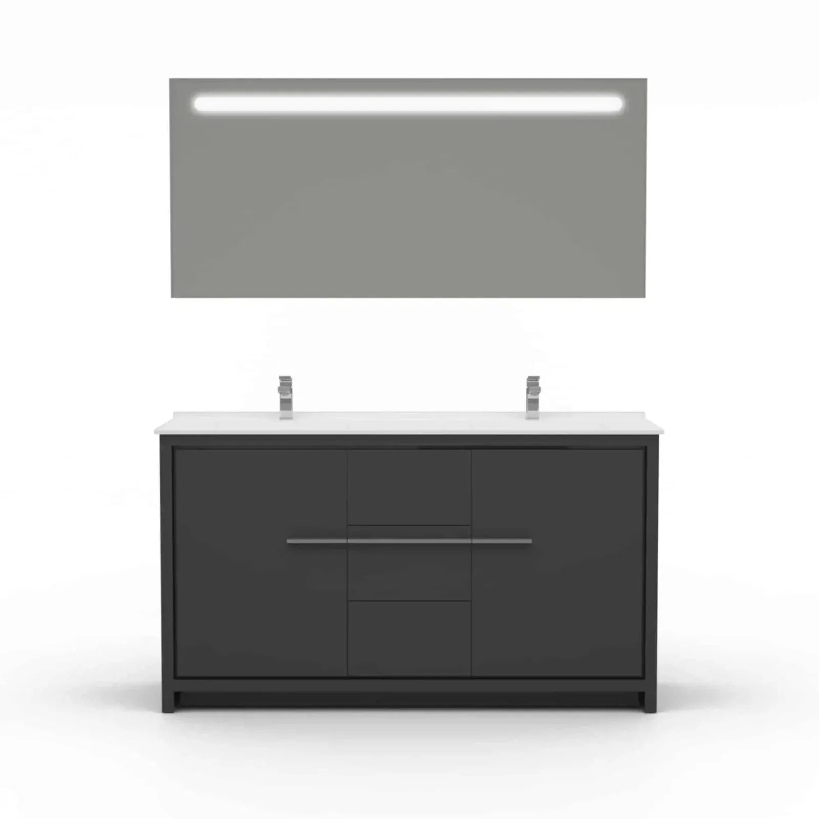 Casa Mare Alessio 60" Bathroom Vanity and Ceramic Sink Combo with LED Mirror - Alessio152GG-60