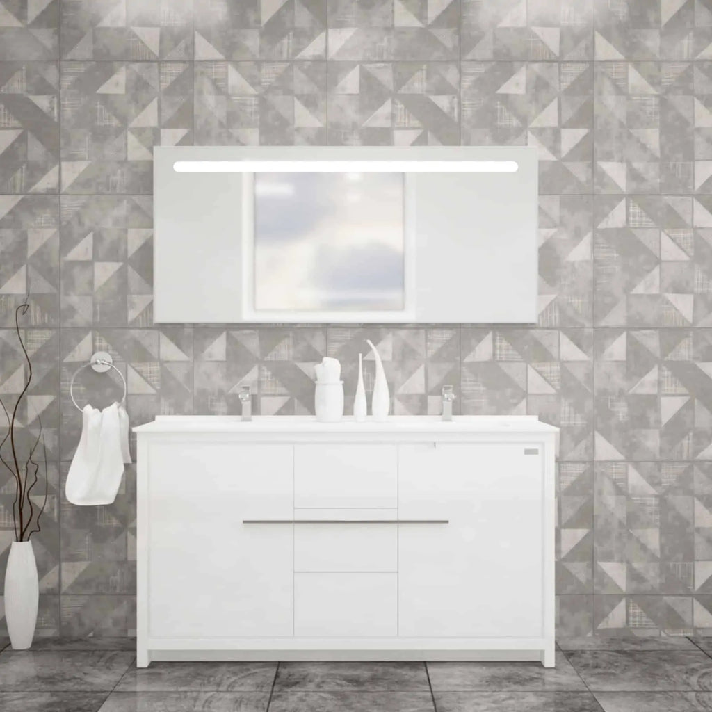 Casa Mare Alessio 60" Bathroom Vanity and Ceramic Sink Combo with LED Mirror - Alessio152GG-60